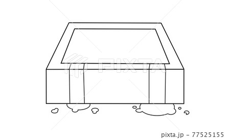 お湯が溢れているお風呂 線画 のイラスト素材