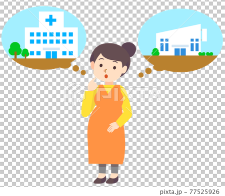 どこで出産するか考える妊婦 77525926