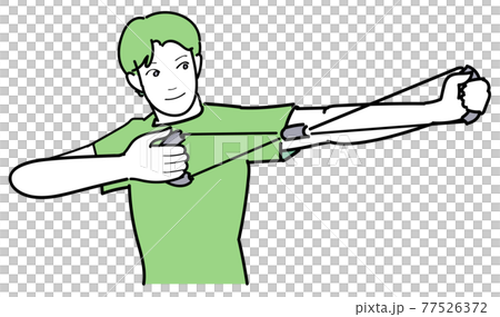 一個男人伸展訓練管的插圖 一個男人伸展訓練管的插圖 77526372