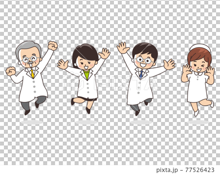 Jumping medical staff, doctors, nurses Jumping medical staff, doctors, nurses 77526423
