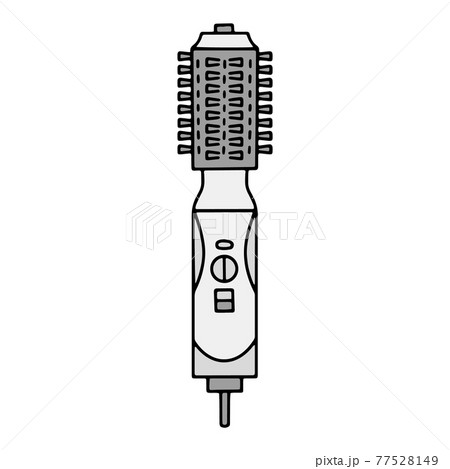 Rotating brush and hair dryer linear vector icon 77528149