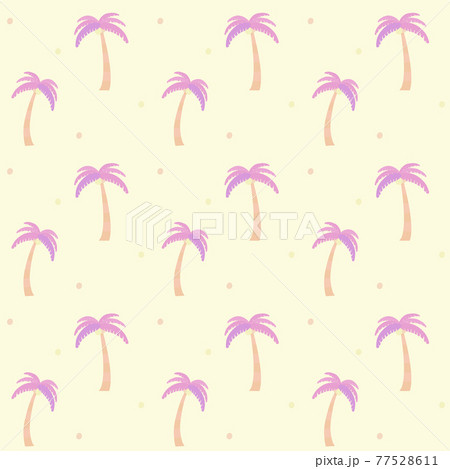 夏 南国 ピンクのヤシの木 シームレスパターン 薄黄色背景 夏 南国 ピンクのヤシの木 シームレスパターン 薄黄色背景 77528611