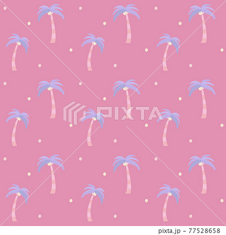 夏 南国 紫のヤシの木 シームレスパターン ピンク色背景 77528658