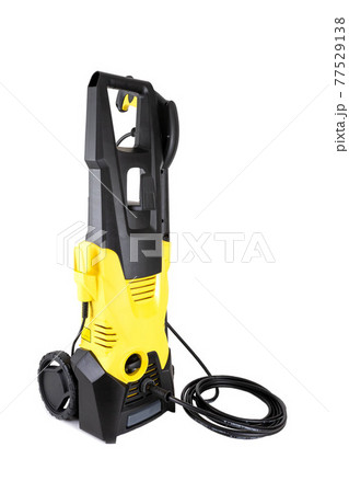 pressure washer for cleaning stubborn dirt on white background, isolate. Automatic pressure washer for cleaning stubborn dirt on white background, isolate. Automatic 77529138