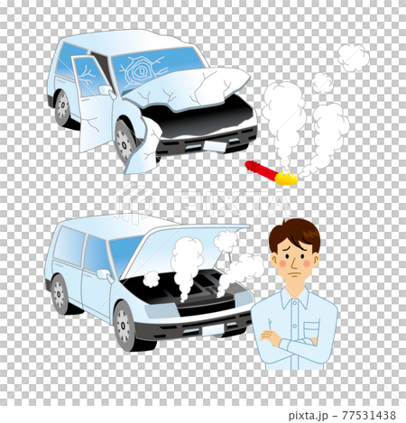 汽車拋錨時燃燒煙霧彈的司機 汽車拋錨時燃燒煙霧彈的司機 77531438