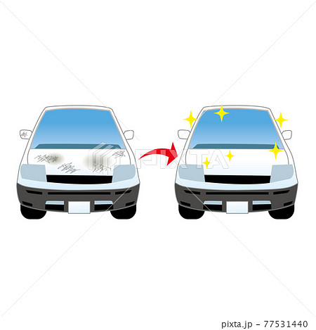 洗車して汚い車が綺麗になるのイラスト素材