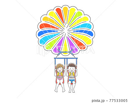パラセーリングをするカップルのイラスト 77533005