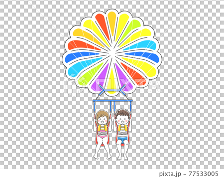 パラセーリングをするカップルのイラスト 77533005