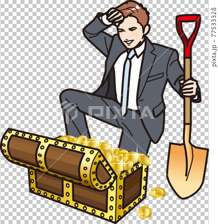 宝を探し当てた男性 77533328