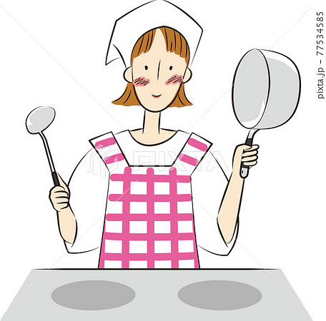 クッキングイラスト 女性 のイラスト素材