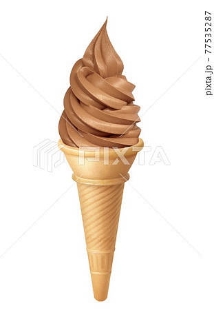 ソフトクリーム チョコ イラスト リアル コーンのイラスト素材