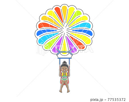 パラセーリングをする女性のイラストのイラスト素材