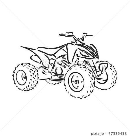 Hand drawn sketch of quad bike in black... - Stock Illustration [77536458]  - PIXTA