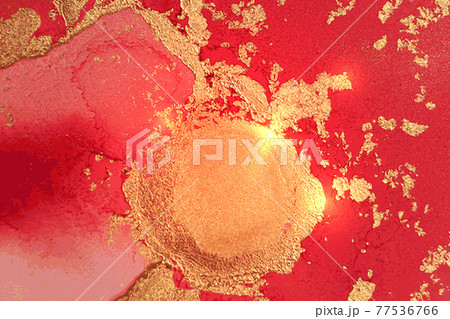 Abstract gold, rose and red marble texture with sparkles 77536766
