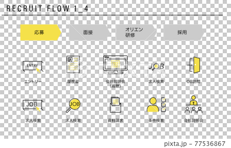 採用の流れのシンプルなアイコンセット1_4（応募） 77536867