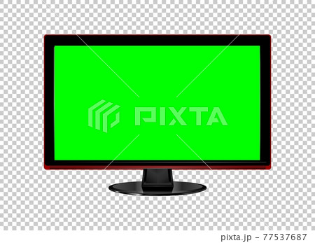 Realistic TV LCD screen mockup. Panel with green screen isolated on transparent background. Vector illustration Realistic TV LCD screen mockup. Panel with green screen isolated on transparent background. Vector illustration 77537687