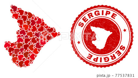 Love Collage Sergipe State Map and Grunge Seal with Map Inside Love Collage Sergipe State Map and Grunge Seal with Map Inside 77537831