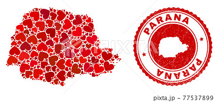 Valentine Collage Parana State Map and Grunge Stamp Seal with Map Inside Valentine Collage Parana State Map and Grunge Stamp Seal with Map Inside 77537899