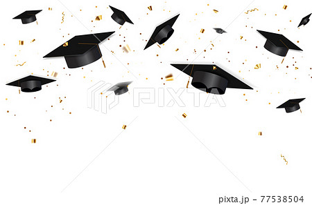 Education Concept Background. Graduation caps and confetti. vector illustration 77538504