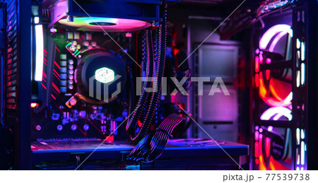 Top-end system unit for gaming computer close up 77539738