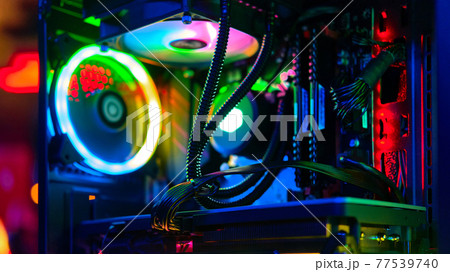 Top-end system unit for gaming computer close up Top-end system unit for gaming computer close up 77539740