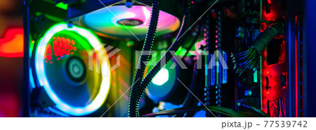 Top-end system unit for gaming computer close up Top-end system unit for gaming computer close up 77539742