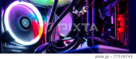 Top-end system unit for gaming computer close up Top-end system unit for gaming computer close up 77539743