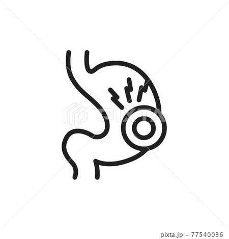 Stomach pain line icon. Isolated vector element. 77540036