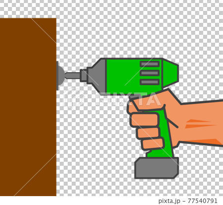 Illustration of working with a power tool 77540791
