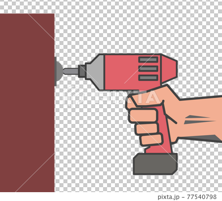 Illustration of working with a power tool 77540798
