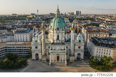 Aerial view of Karlskirche in early morning 77541226