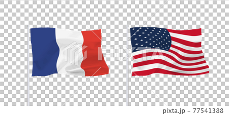 アメリカとフランスの国旗のイラスト素材