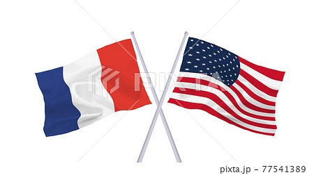 アメリカとフランスの国旗のイラスト素材