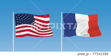 アメリカとフランスの国旗のイラスト素材