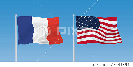 アメリカとフランスの国旗のイラスト素材