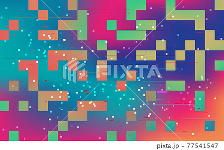 Glitch color pixels. Digital video damaged. Static television noise. Colorful distortion texture. Distorted signal effect. Broken computer screen. Vector illustration 77541547