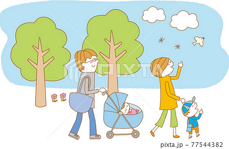 家族 散歩 イラスト 家族 散歩 イラスト 77544382