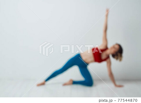 Yoga beginner sport exercise and woman handstand model 77544870