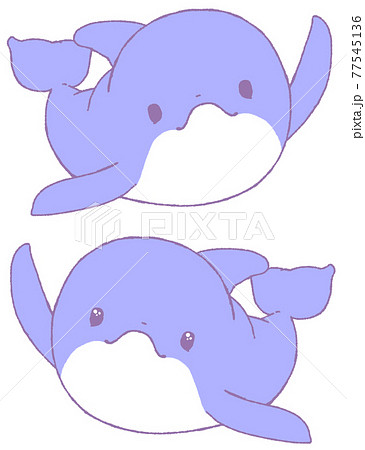 手をあげるイルカ2種 青色 のイラスト素材