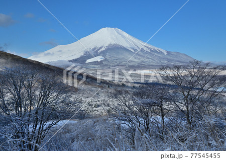 富士山と雪景色 77545455