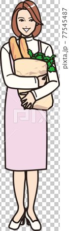 Woman holding French bread 77545487