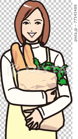 拿著法式麵包的女人 拿著法式麵包的女人 77545489