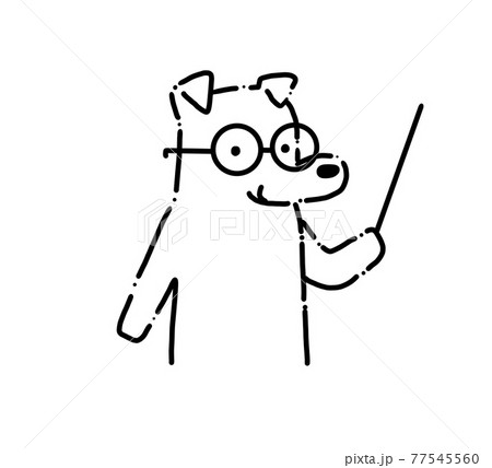 案内、指示をする犬の線画イラスト 77545560
