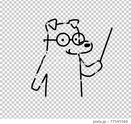 案内、指示をする犬の線画イラスト 77545560