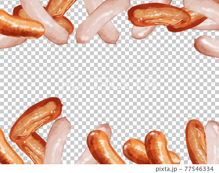 粗挽きウインナーと白ウインナーの上下フレームイラスト 大のイラスト素材