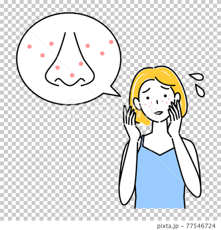 Skin care Illustration of a woman who is having trouble with facial skin problems Skin care Illustration of a woman who is having trouble with facial skin problems 77546724