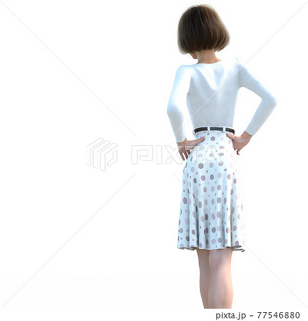 ポーズする若い女性 perming3DCGイラスト素材 ポーズする若い女性 perming3DCGイラスト素材 77546880