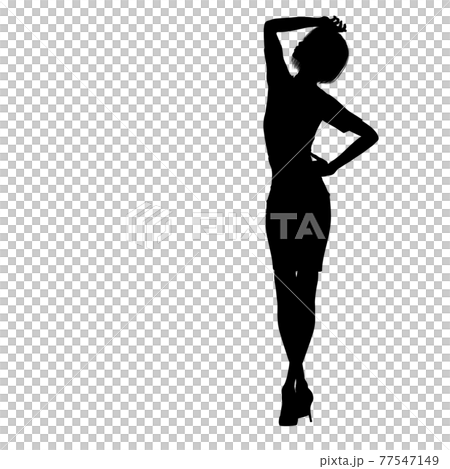シルエット女性ポーズアラカルト　permingCG イラスト素材 77547149