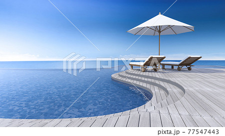 3d terrace sea view 77547443