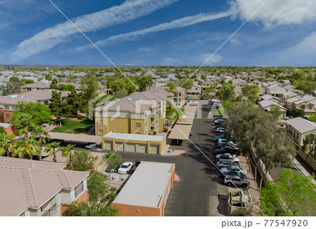 Panorama Avondale small town of the aerial view at roofs of houses of America AZ 77547920